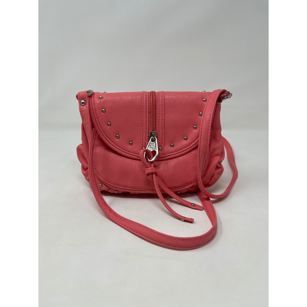 Betseyville Womens Studded Ruffle Crossbody Bag Small Pink Y2K Heart Charm